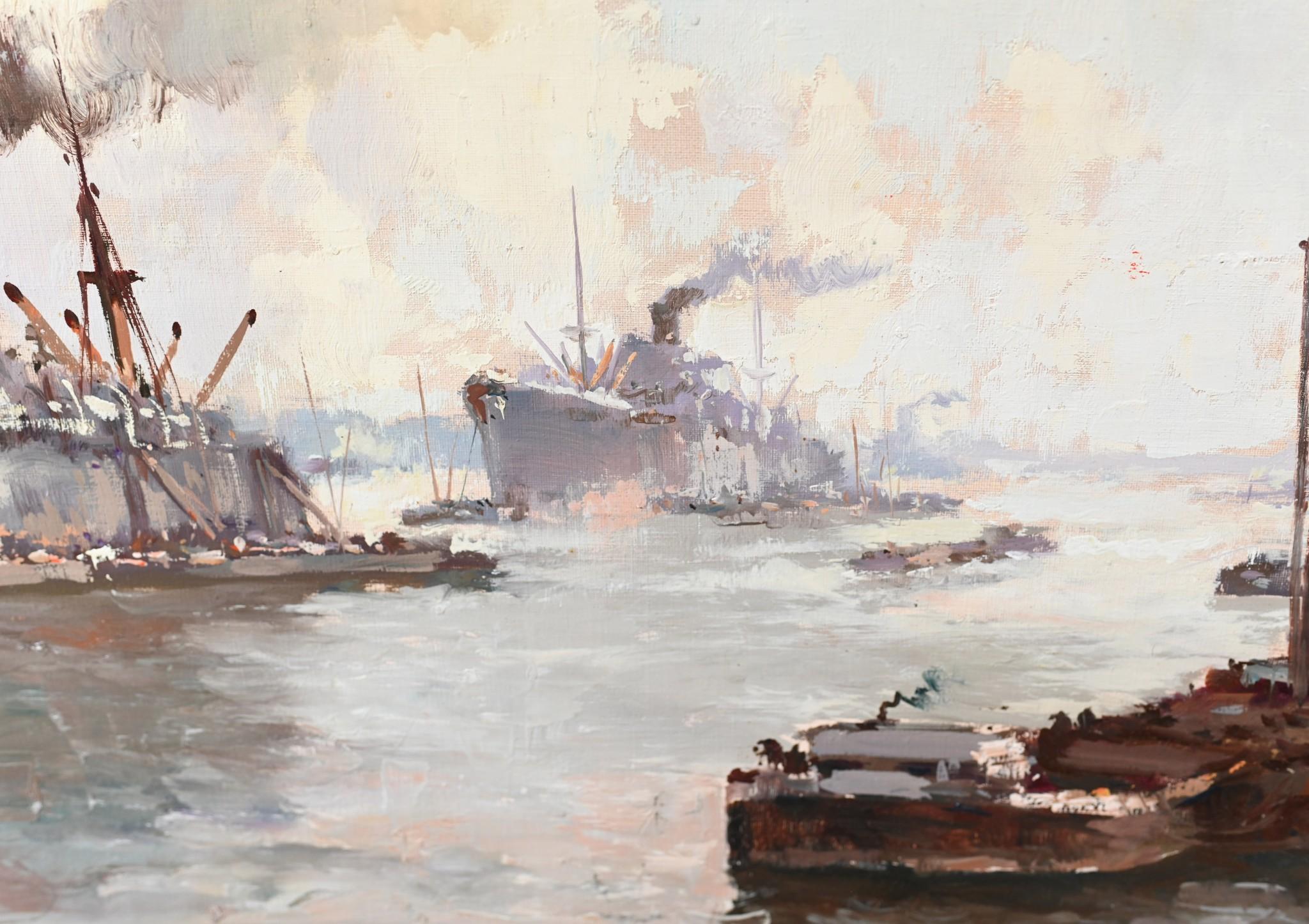 Début du 20ème siècle Peinture à l'huile d'un navire maritime d' Ostend signée Pauwels Antique Art en vente