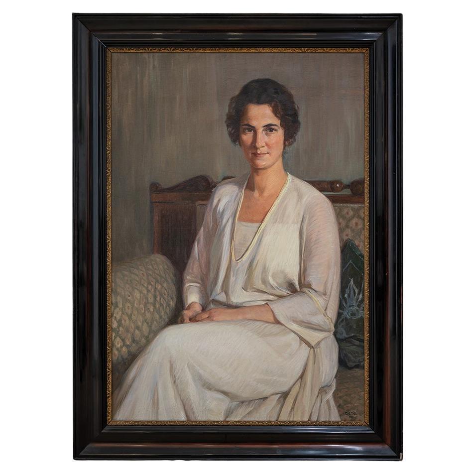 Dipinto a olio Oswald Grill "Ritratto" 1924, firmato e datato
