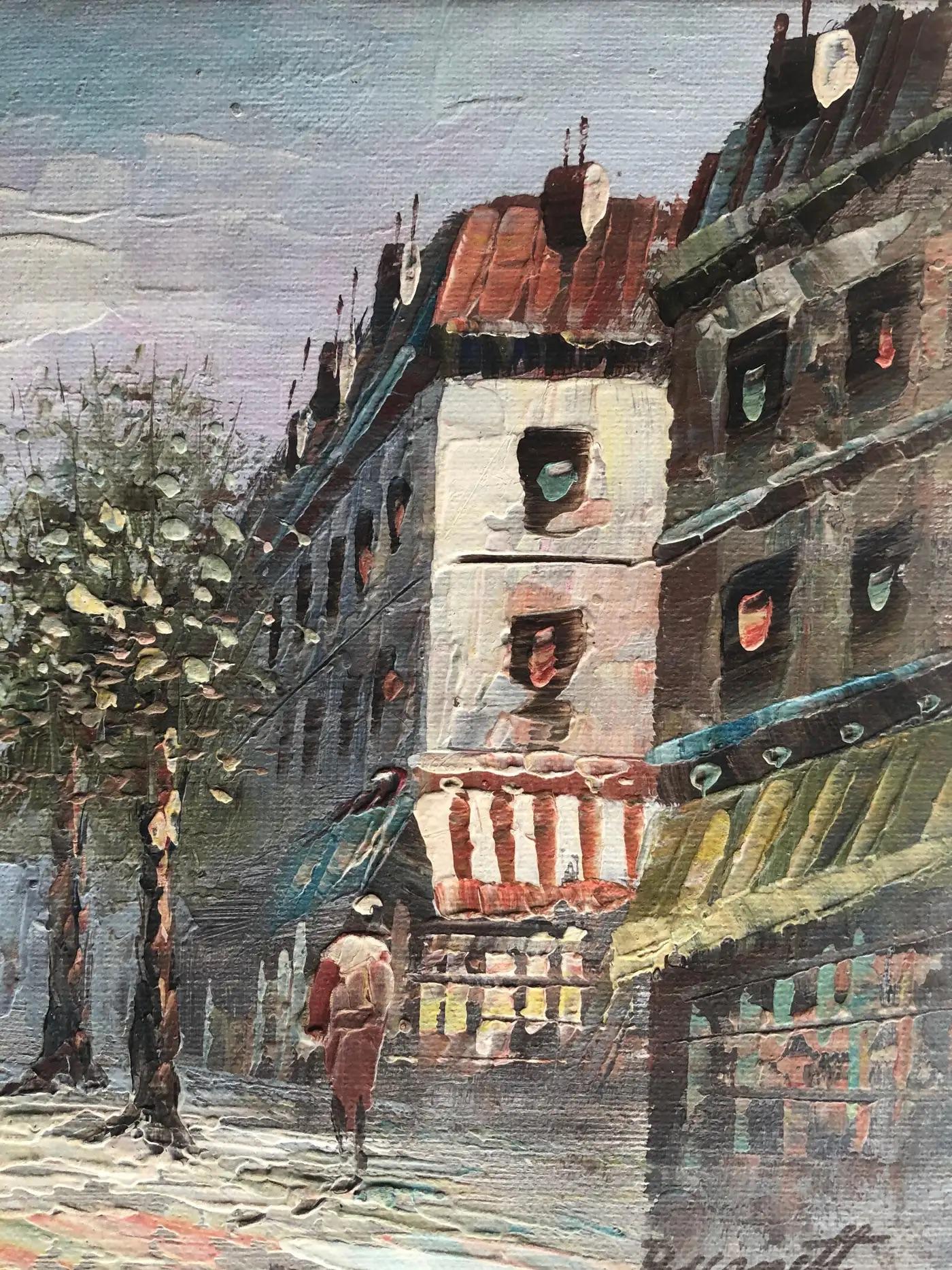 Ein schöner Blick auf eine Straßenszene in Paris, Frankreich. Dieses Gemälde stellt das Leben in Paris mit seinen Restaurants, belebten Straßen, Cafés, Hotels, Denkmälern und der wunderschönen Architektur perfekt dar. 

Der Standort ist die Avenue