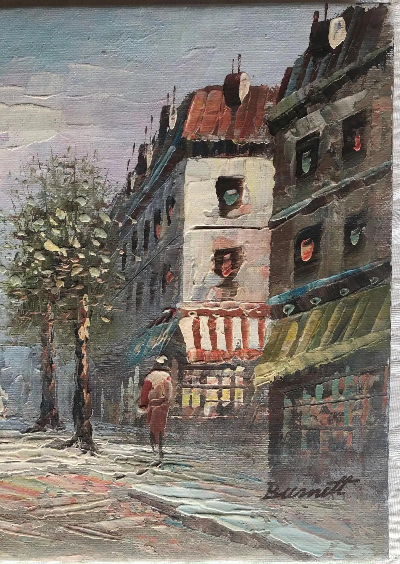 Ölgemälde Paris, Frankreich, Stadtlandschaft, Caroline Burnett zugeschrieben, signiert im Angebot 1