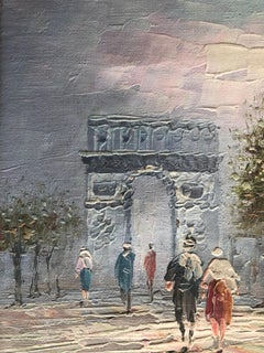 Oil Painting Paris France Cityscape by Caroline Burnett, Signed