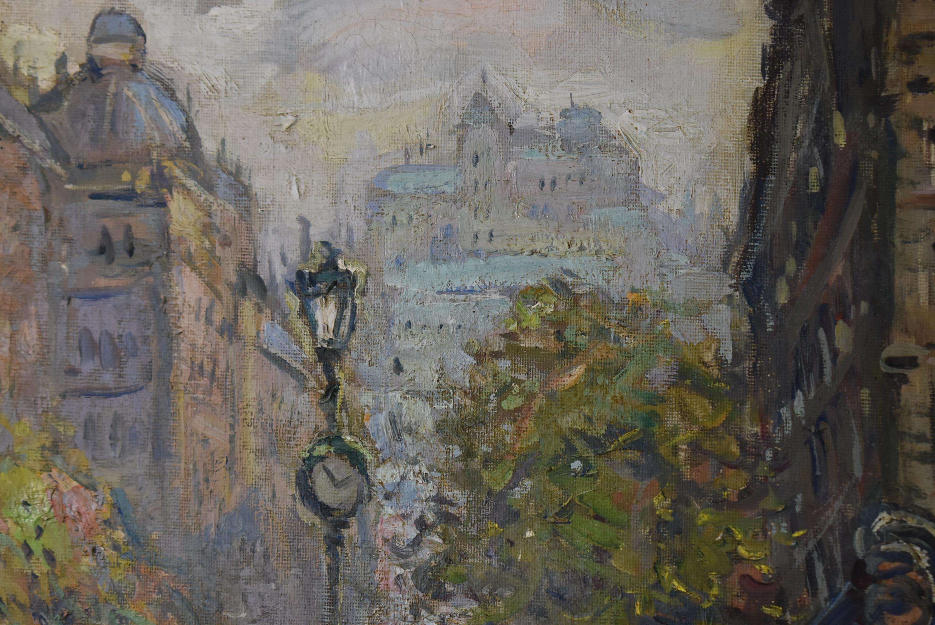 Victorian Oil Painting Paris Street Scene Paul Giroud 1844-1917 For Sale