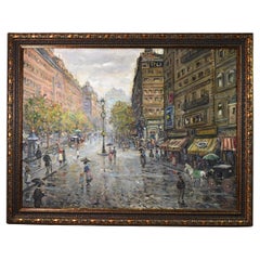 Antique Oil Painting Paris Street Scene Paul Giroud 1844-1917