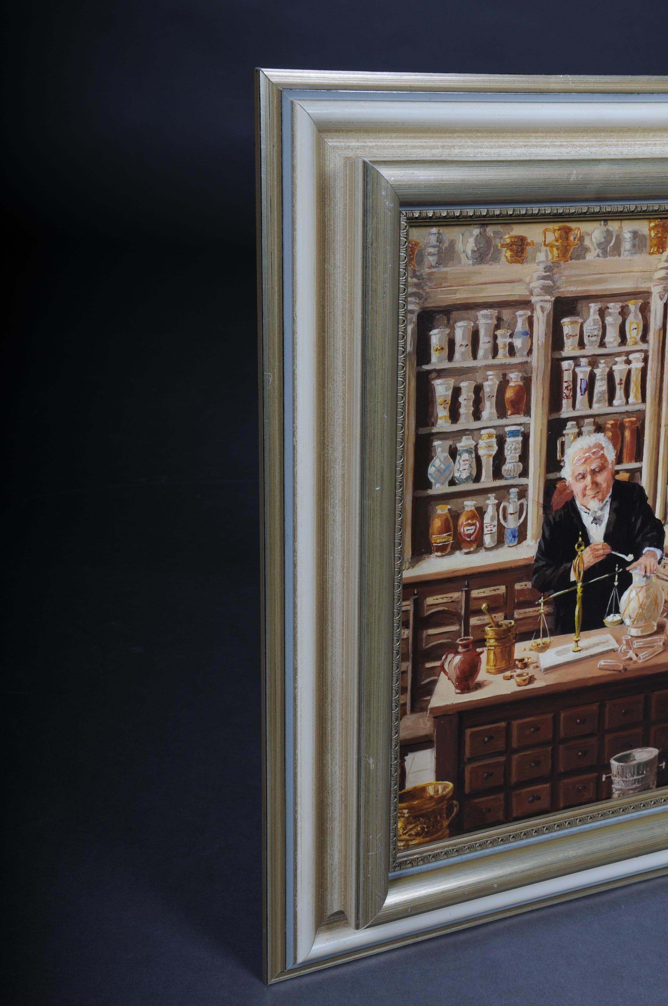 Oil Painting Pharmacist Signed, 20th Century 5