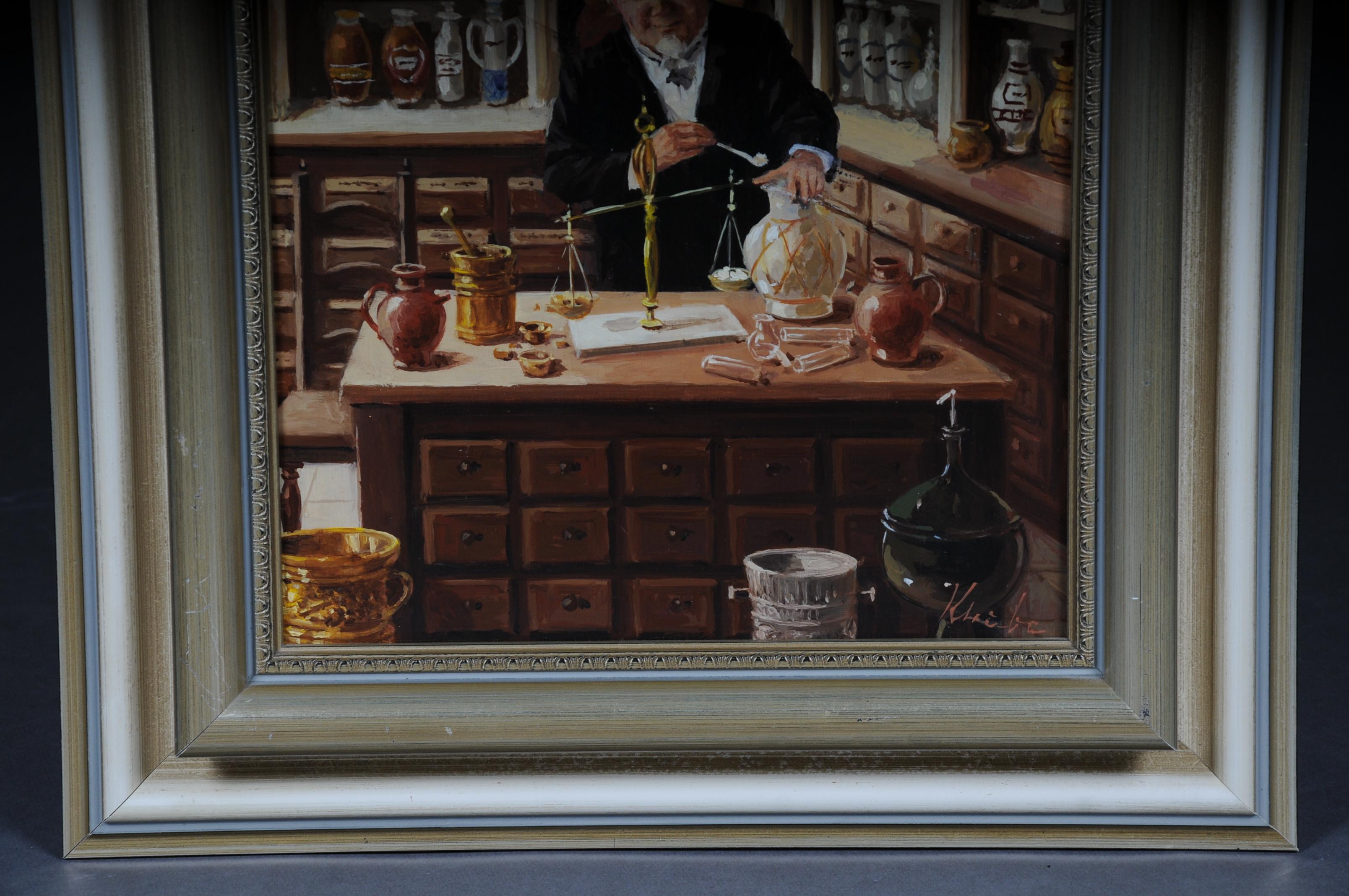 Allemand Peinture à l'huile signée par un pharmacien, 20e siècle en vente