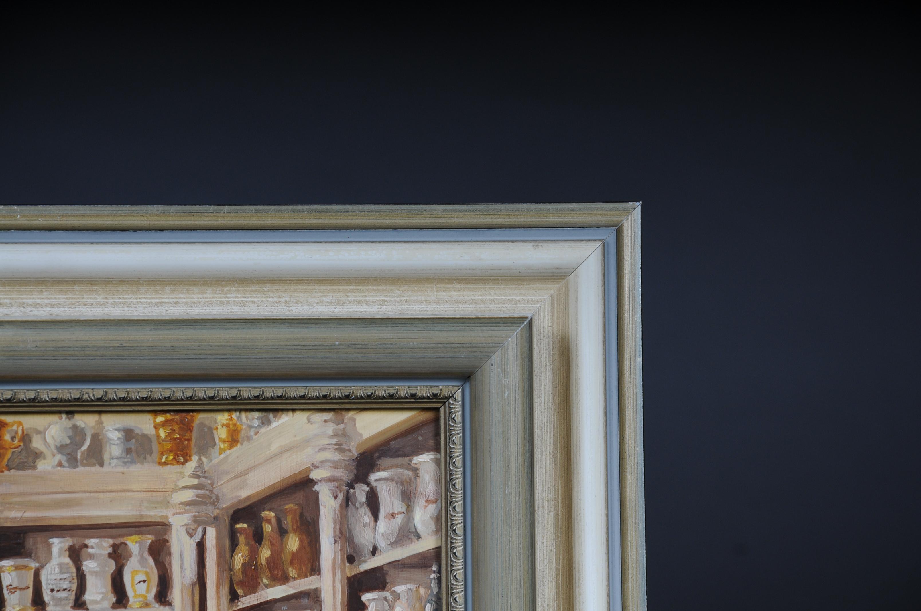 German Oil Painting Pharmacist Signed, 20th Century
