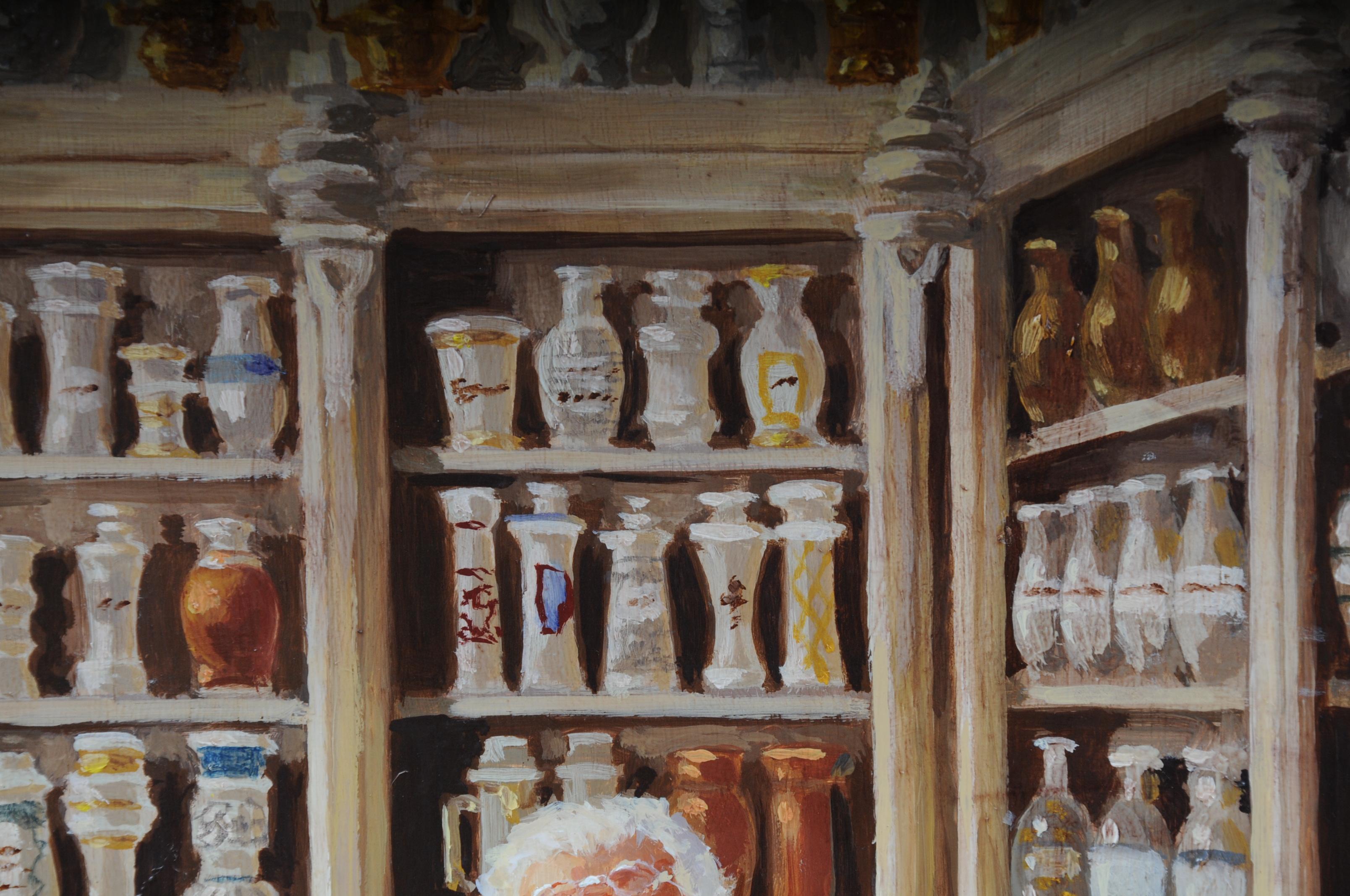 Oil Painting Pharmacist Signed, 20th Century For Sale 2