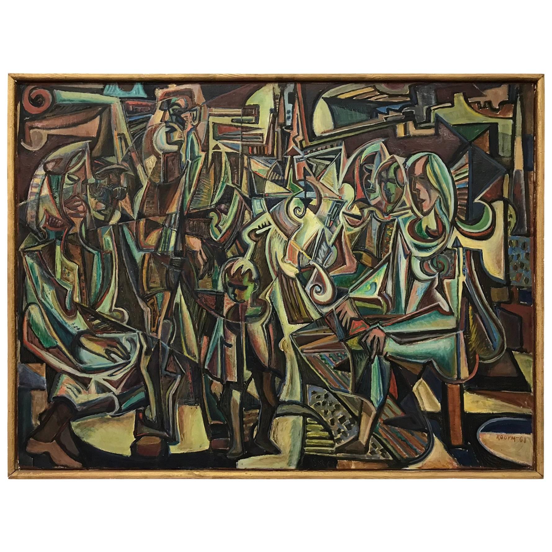 Oil painting picture from Jiří Kodym, named Life, "1968" For Sale