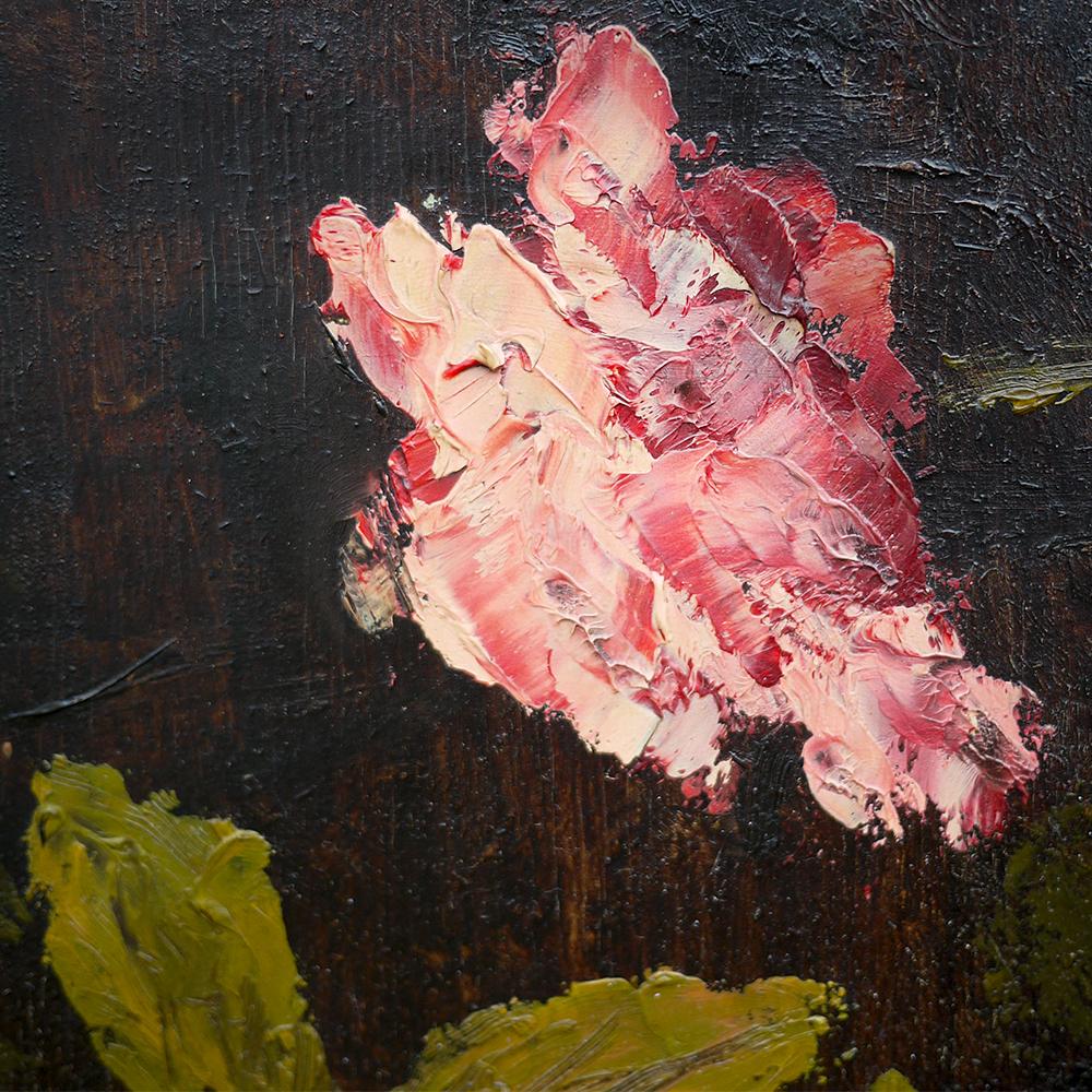 Italian Roses Oil Painting, Flowers Oil on Board, Dario De Pedrinis, Italy, 1961