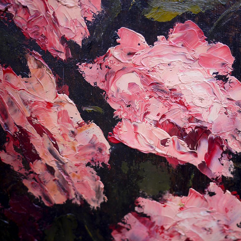 Roses Oil Painting, Flowers Oil on Board, Dario De Pedrinis, Italy, 1961 In Good Condition In Vo', Veneto