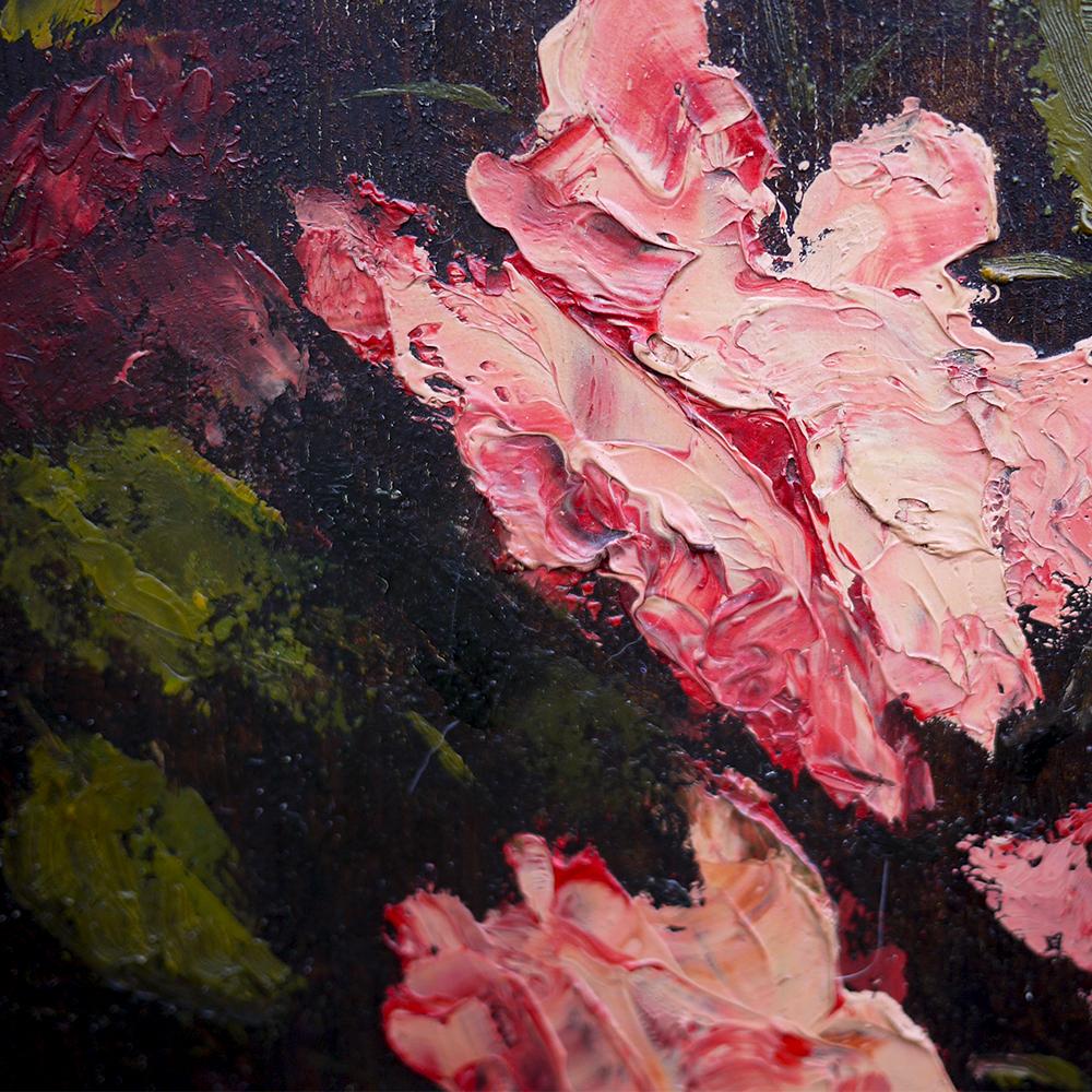 Mid-20th Century Roses Oil Painting, Flowers Oil on Board, Dario De Pedrinis, Italy, 1961
