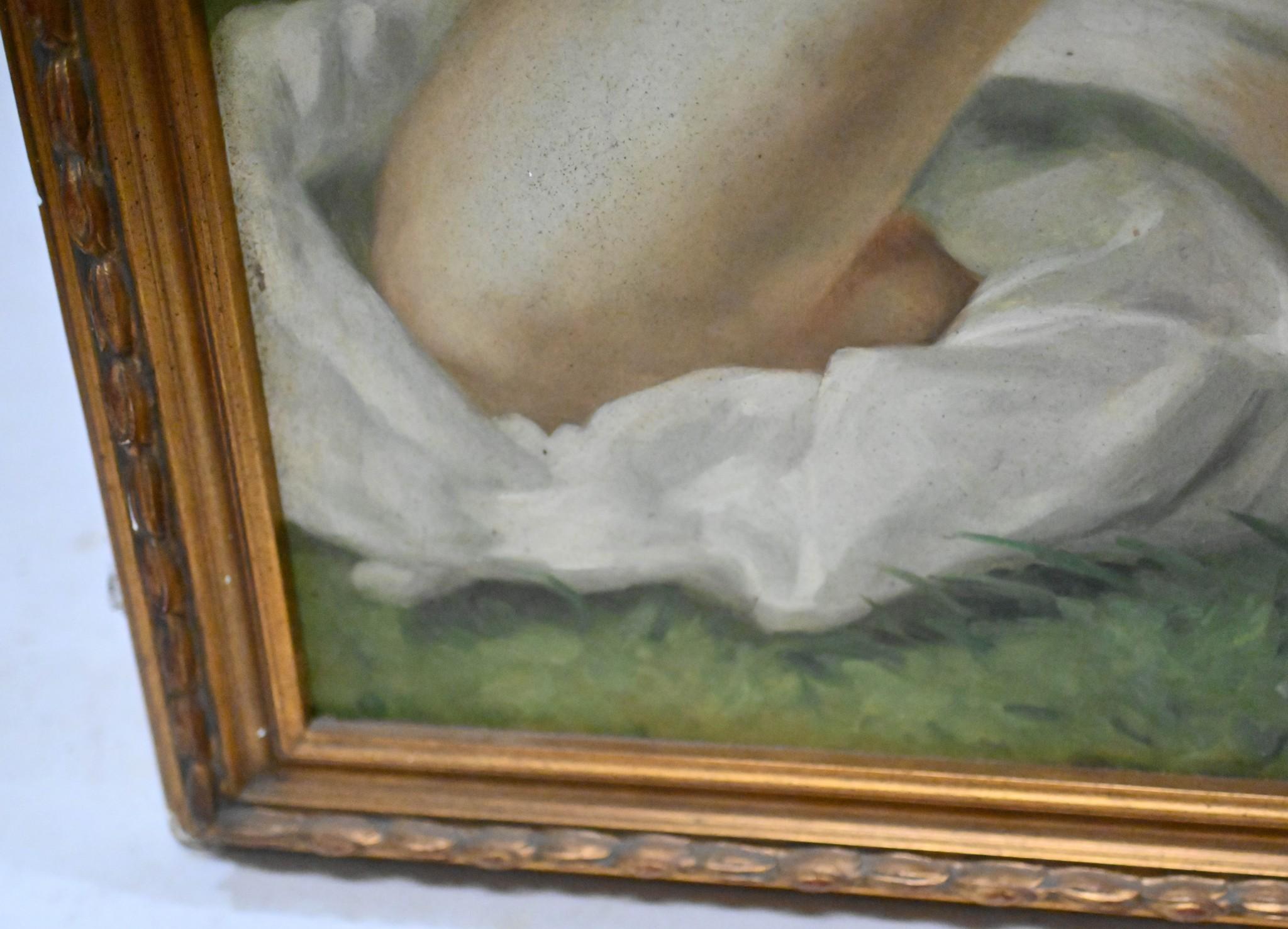 Late 20th Century Oil Painting Portrait Edwardian Girl - English Art For Sale