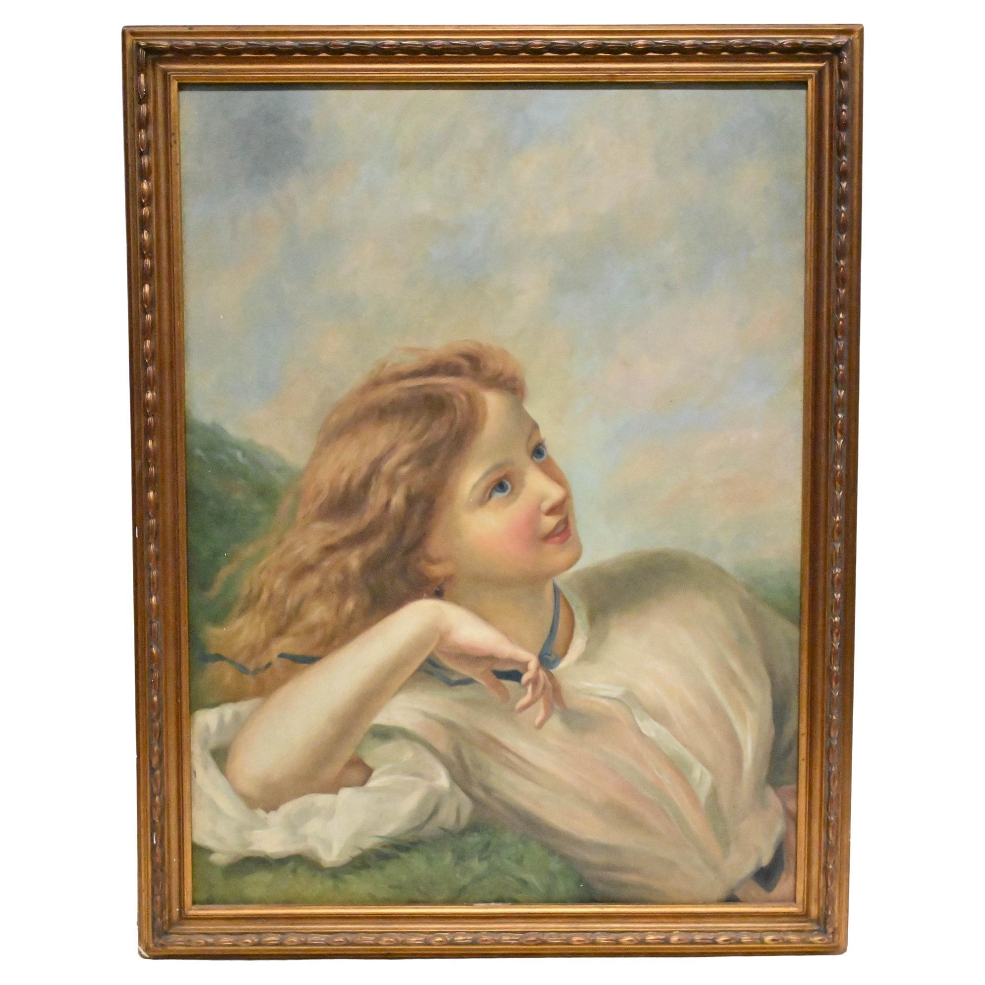Pintura al Óleo Retrato Niña Eduardiana - Arte Inglés