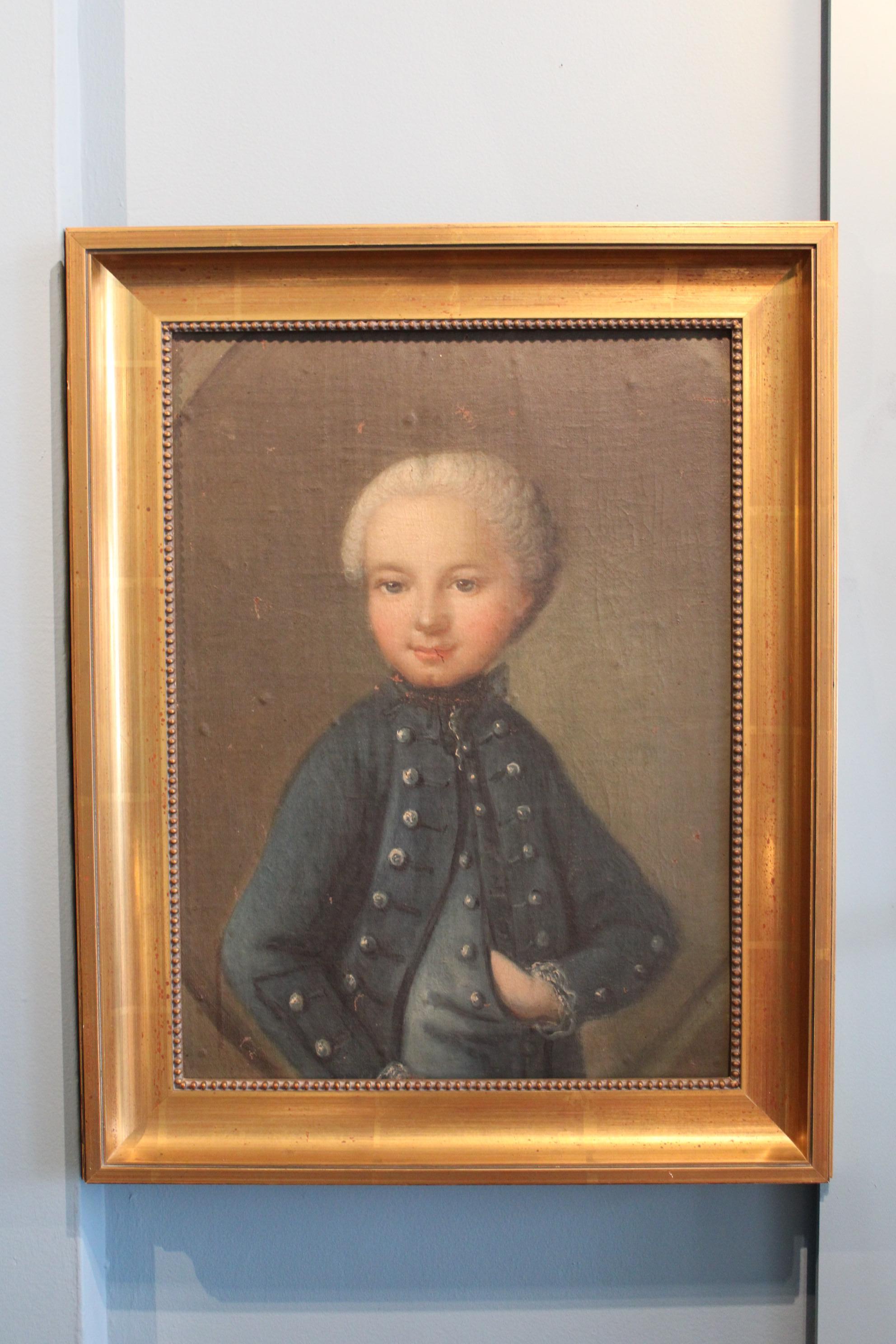 Portrait
Huile sur toile montée sur panneau de bois

Dimensions avec cadre : 55 x 69 x 5 cm

Déchirures et lacunes dans la toile (voir photos)
