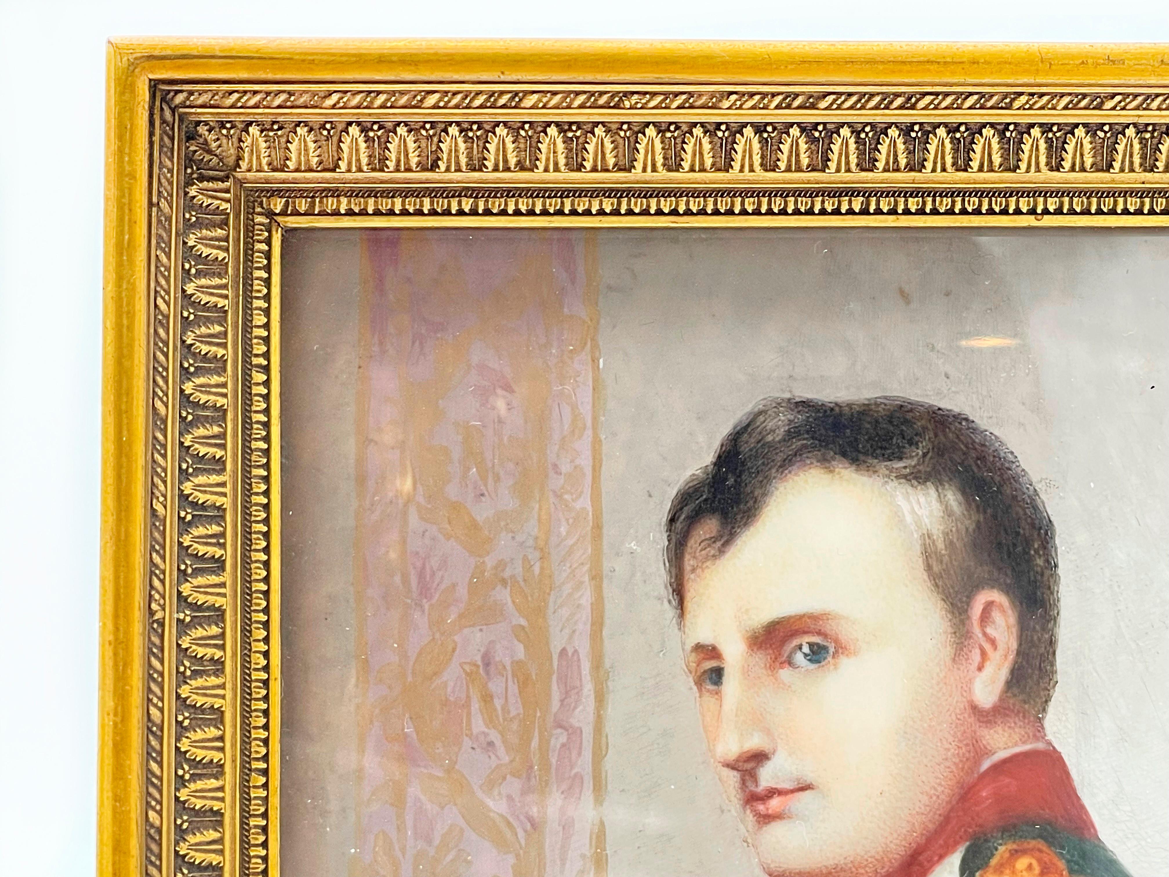 Néoclassique Peinture à l'huile Portrait Miniature : Napoléon Bonaparte, en tenue militaire en vente