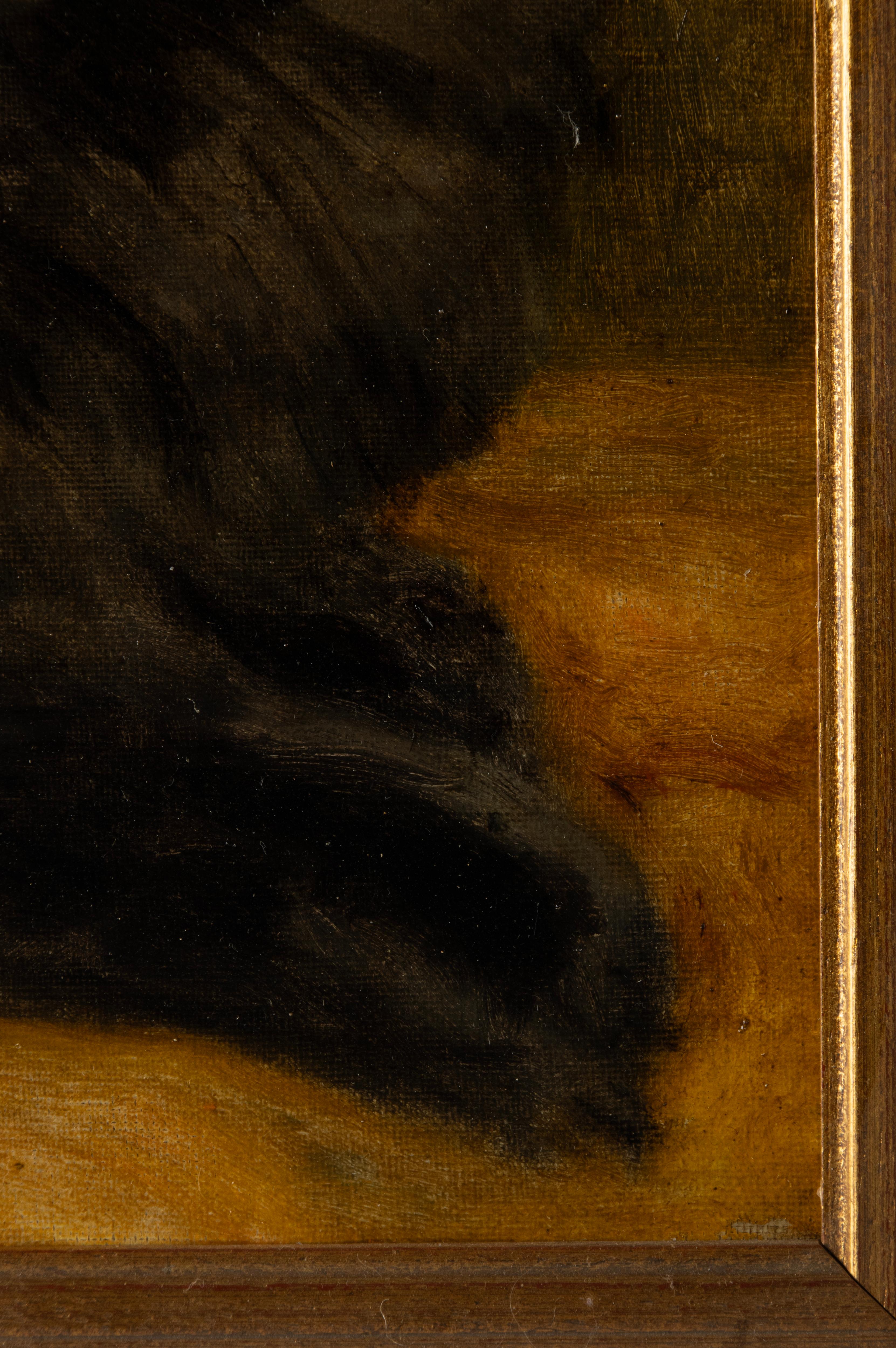 Oil Painting - Portrait of a Black Persian Cat - Diane Linnig - 1937 1