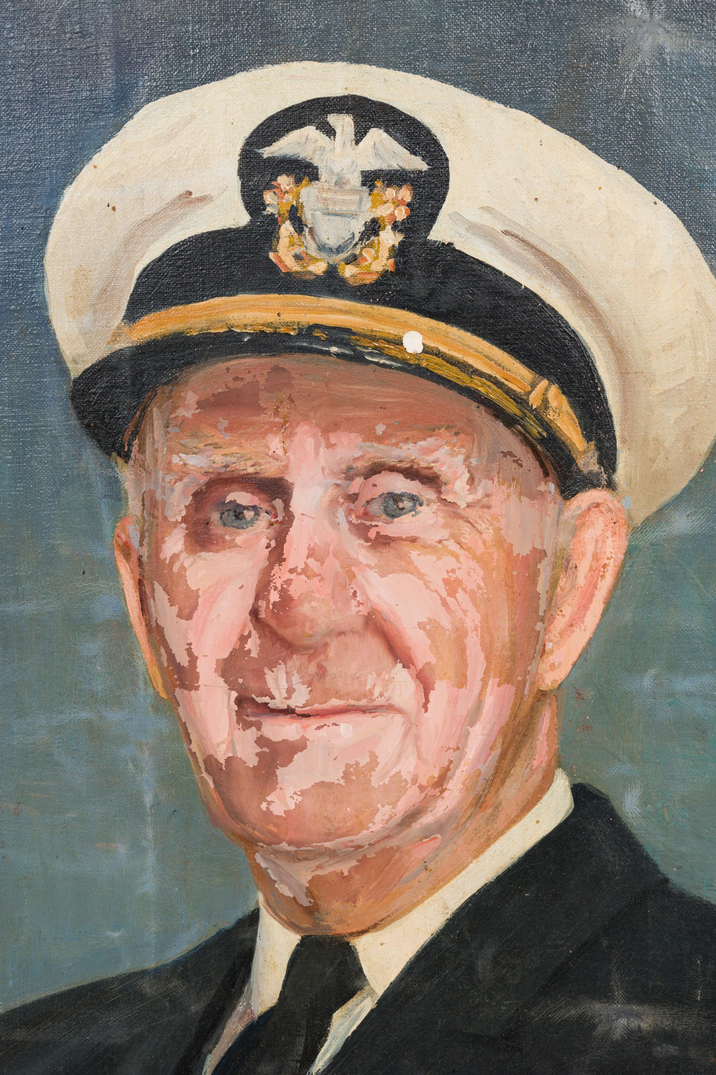 American Oil Painting Portrait of a Naval Officer on Stretched Canvas For Sale