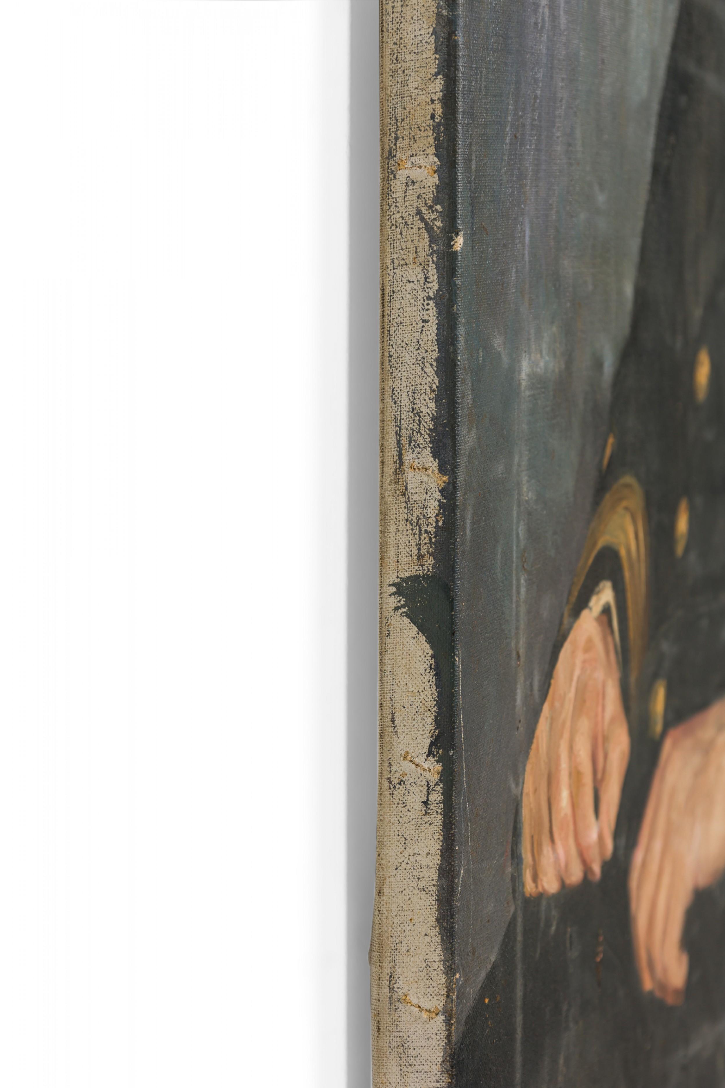 Oil Painting Portrait of a Naval Officer on Stretched Canvas For Sale 1