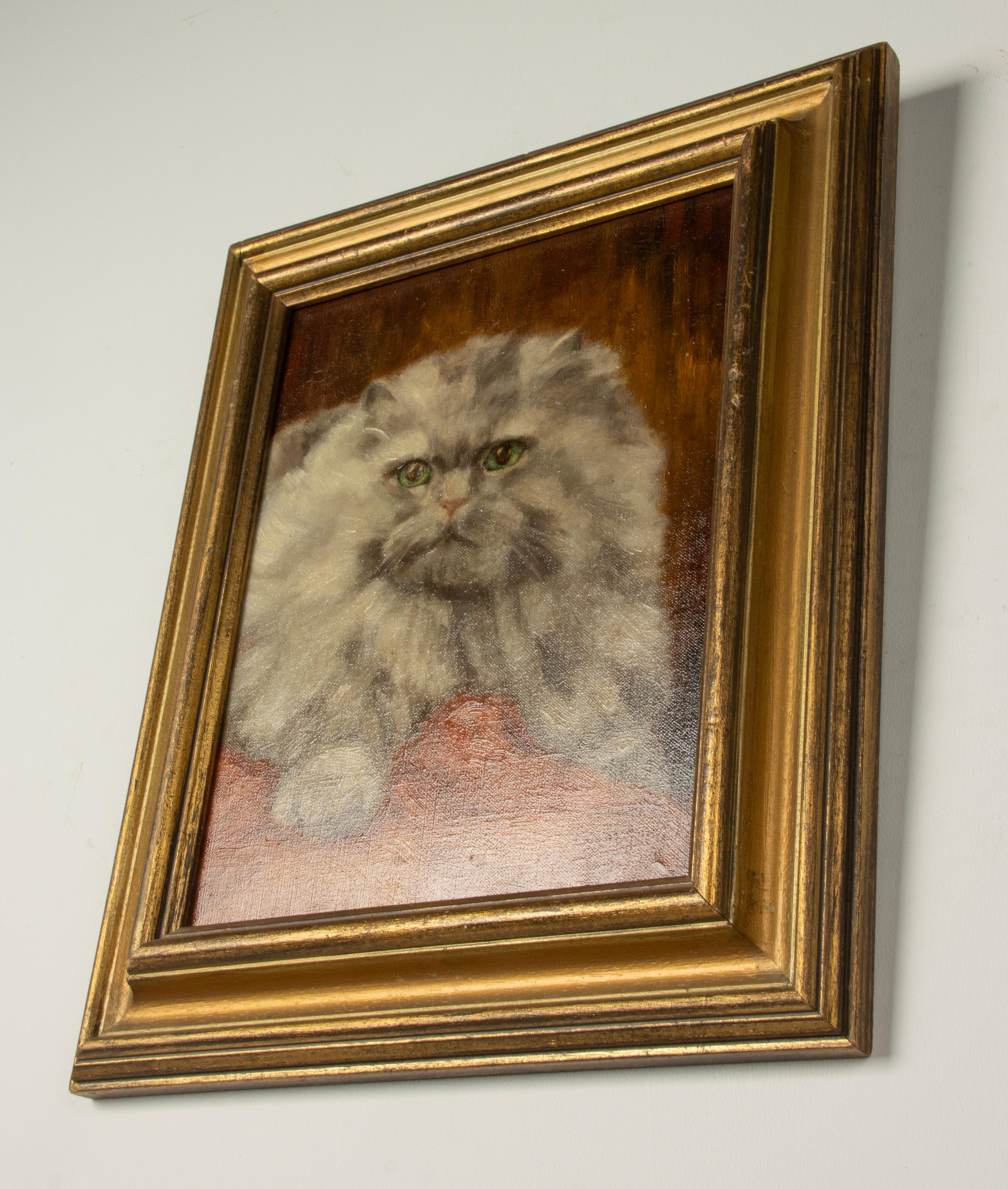 Peinture à l'huile - Portrait d'un chat persan - Diane Linnig - 1937 4
