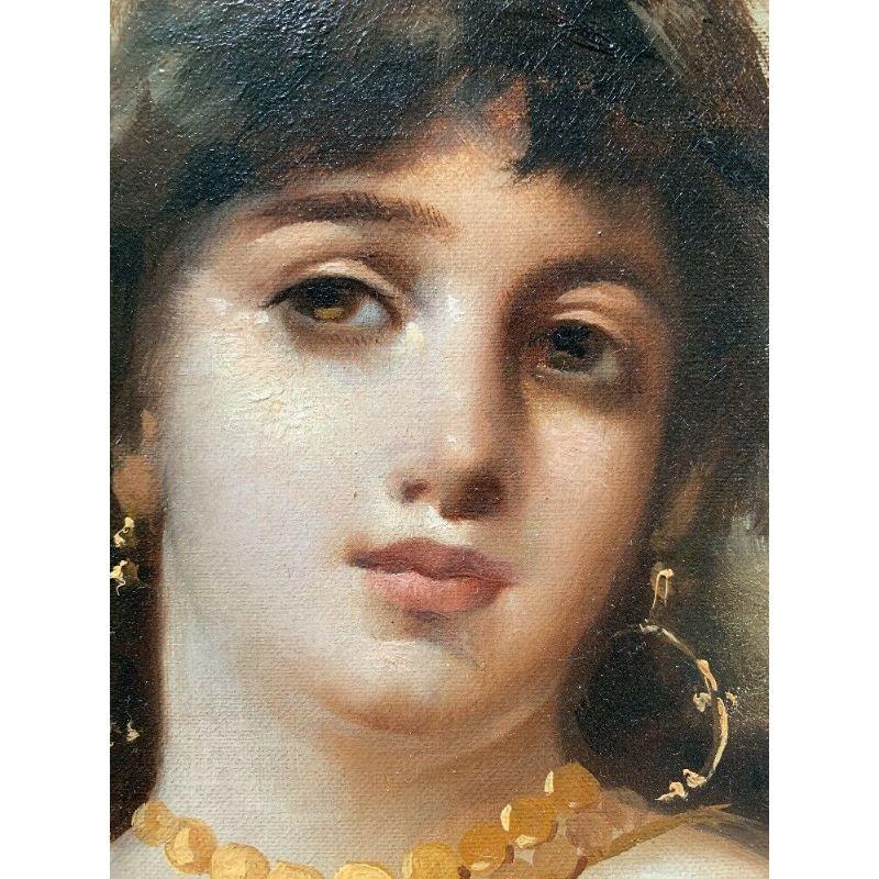Américain Peinture à l'huile du portrait d'une femme exotique par Eduardo Tojetti en vente