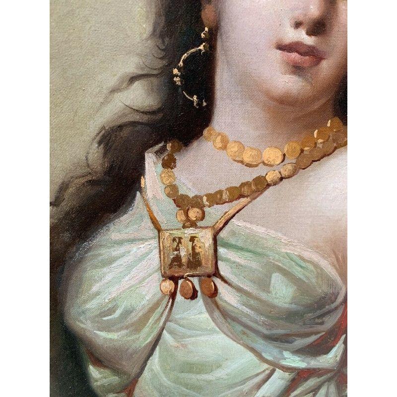 XIXe siècle Peinture à l'huile du portrait d'une femme exotique par Eduardo Tojetti en vente
