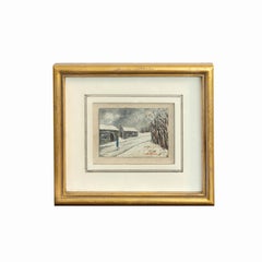 Oil Painting, Post-Impressionist Winter Scene, Signed, 20th Century