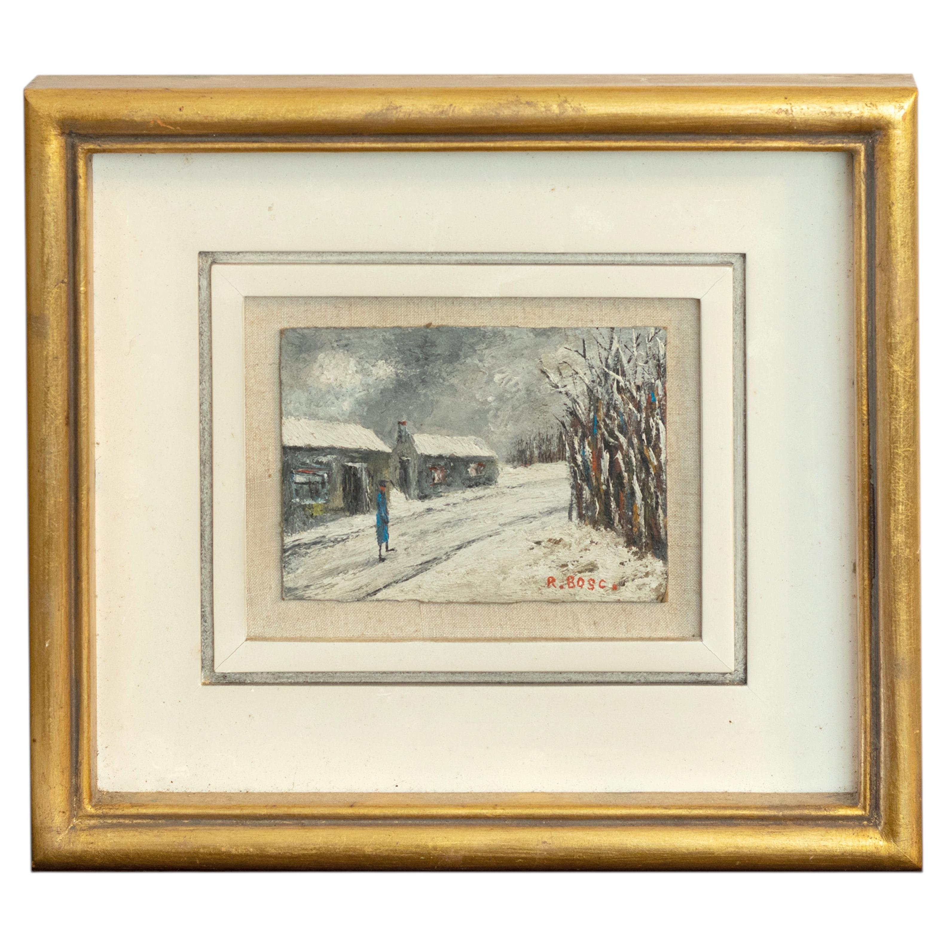 Oil Painting, Post-Impressionist Winter Scene, Signed, 20th Century For Sale