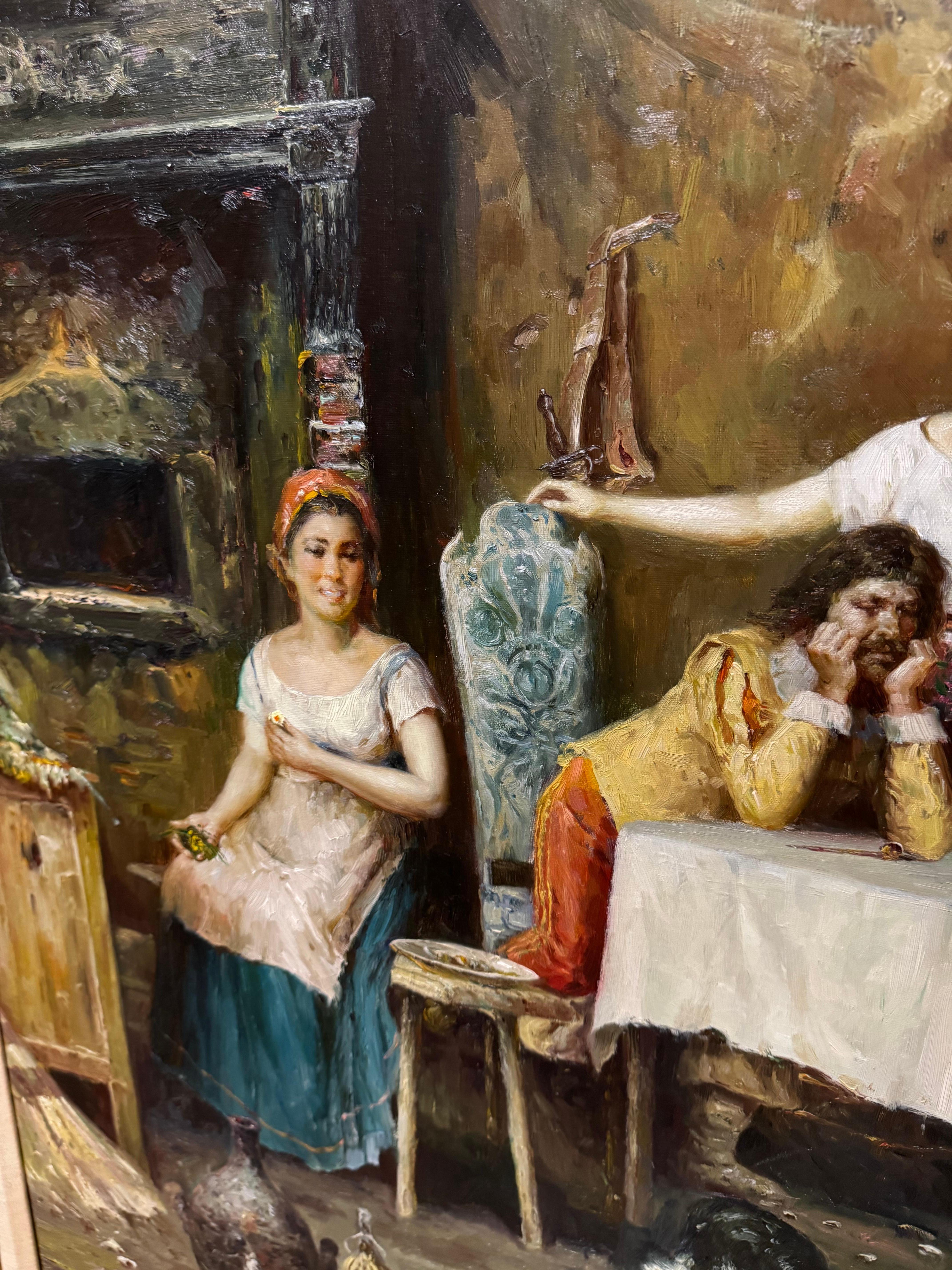 Grande dipinto ad olio La parte migliore del valore di Federico Andreotti 1847-1930 in vendita 6