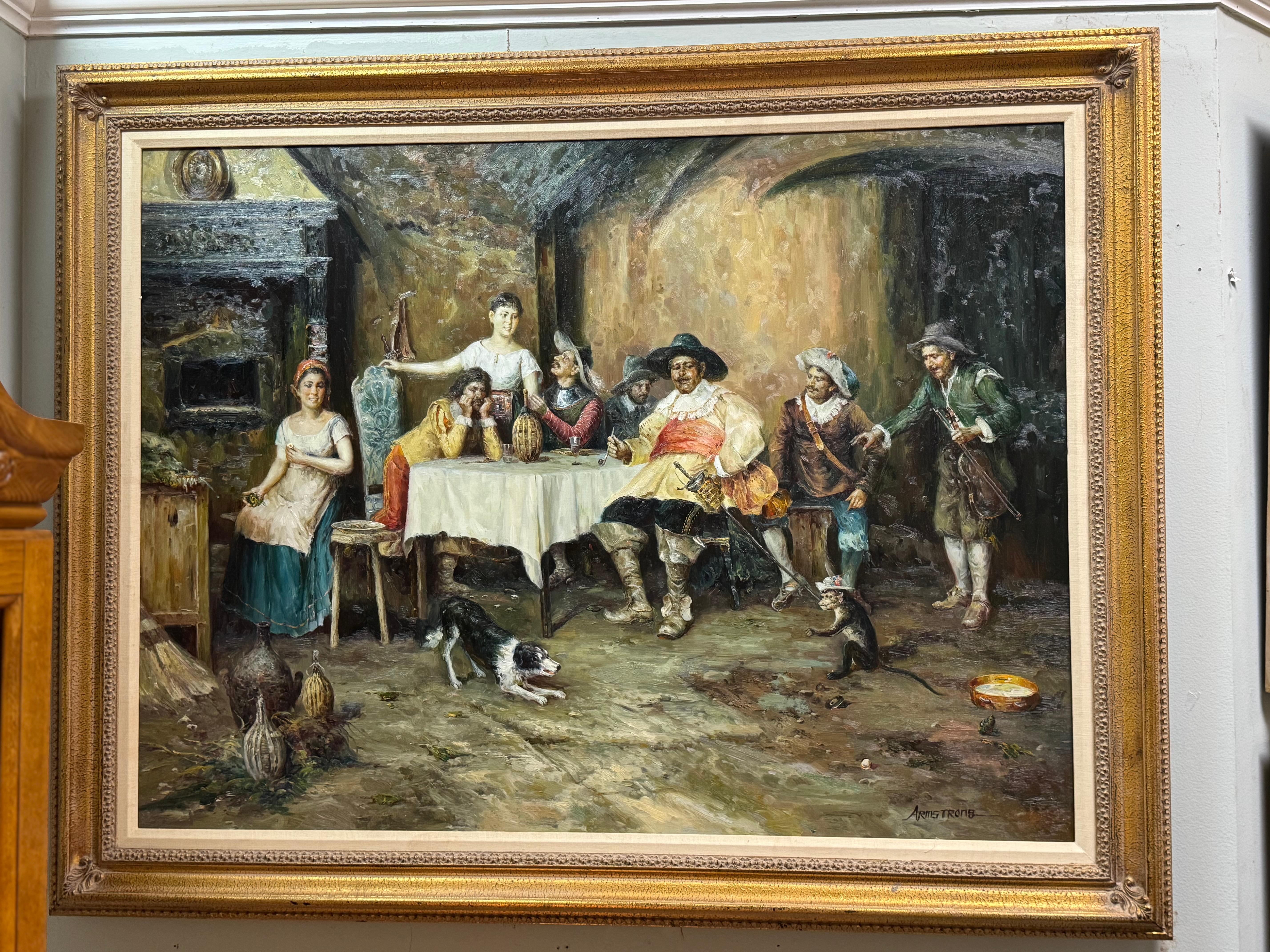Replica del dipinto a olio dell'artista italiano Federico Andreotti 1847-1930 La parte migliore del valore, firmata dall'artista Armstrong, dopo 75 anni la copia scritta sarà rinunciata e un nuovo artista potrà duplicare l'opera d'arte originale da