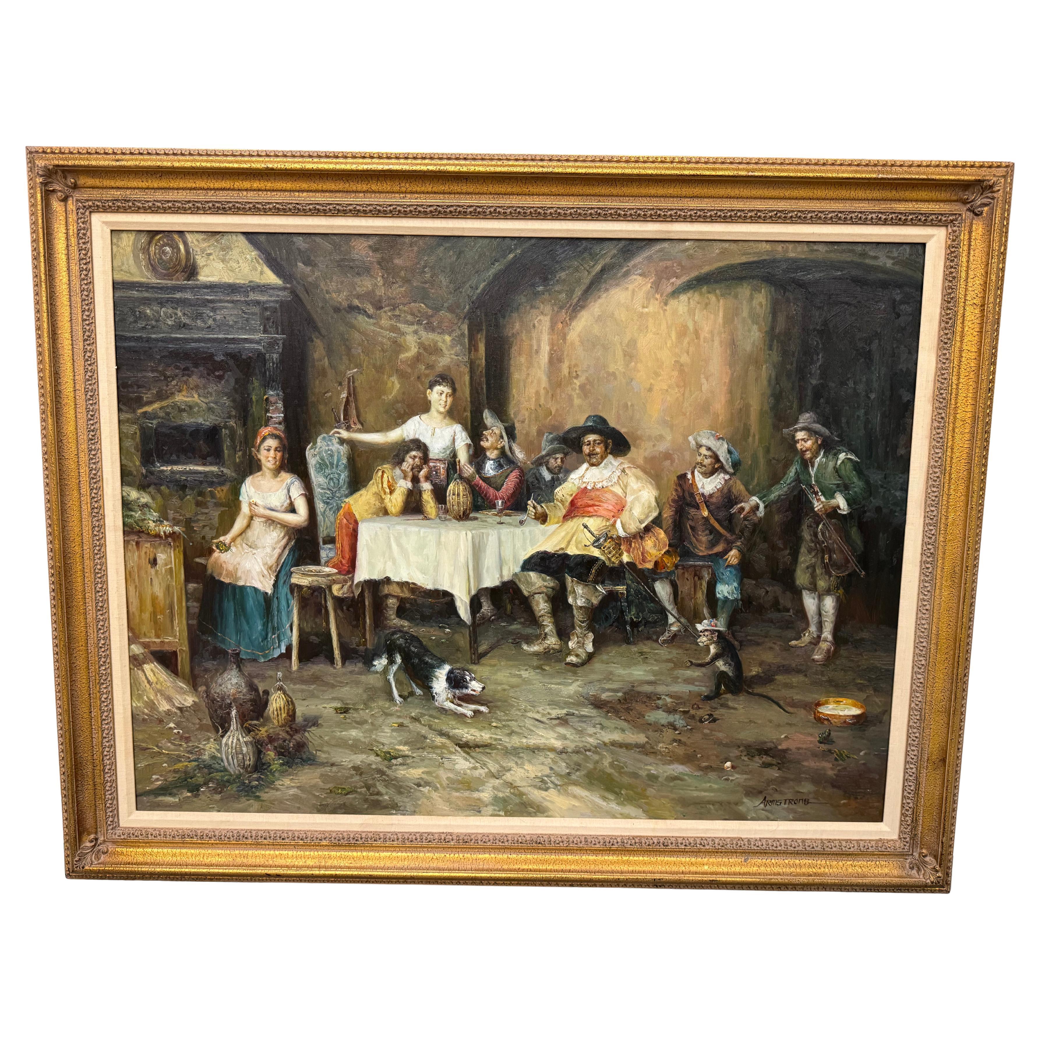 Grande dipinto ad olio La parte migliore del valore di Federico Andreotti 1847-1930 in vendita