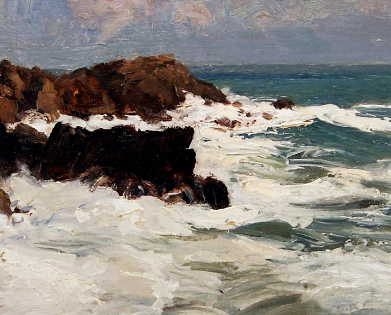 Other Oil Painting Rocky Coast Oil on Wood Alfred Zoff, Austrian, circa 1900