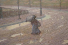 Impressionist painting Rudolf Quittner "a rainy day" ca. 1904 Paris Montmarte