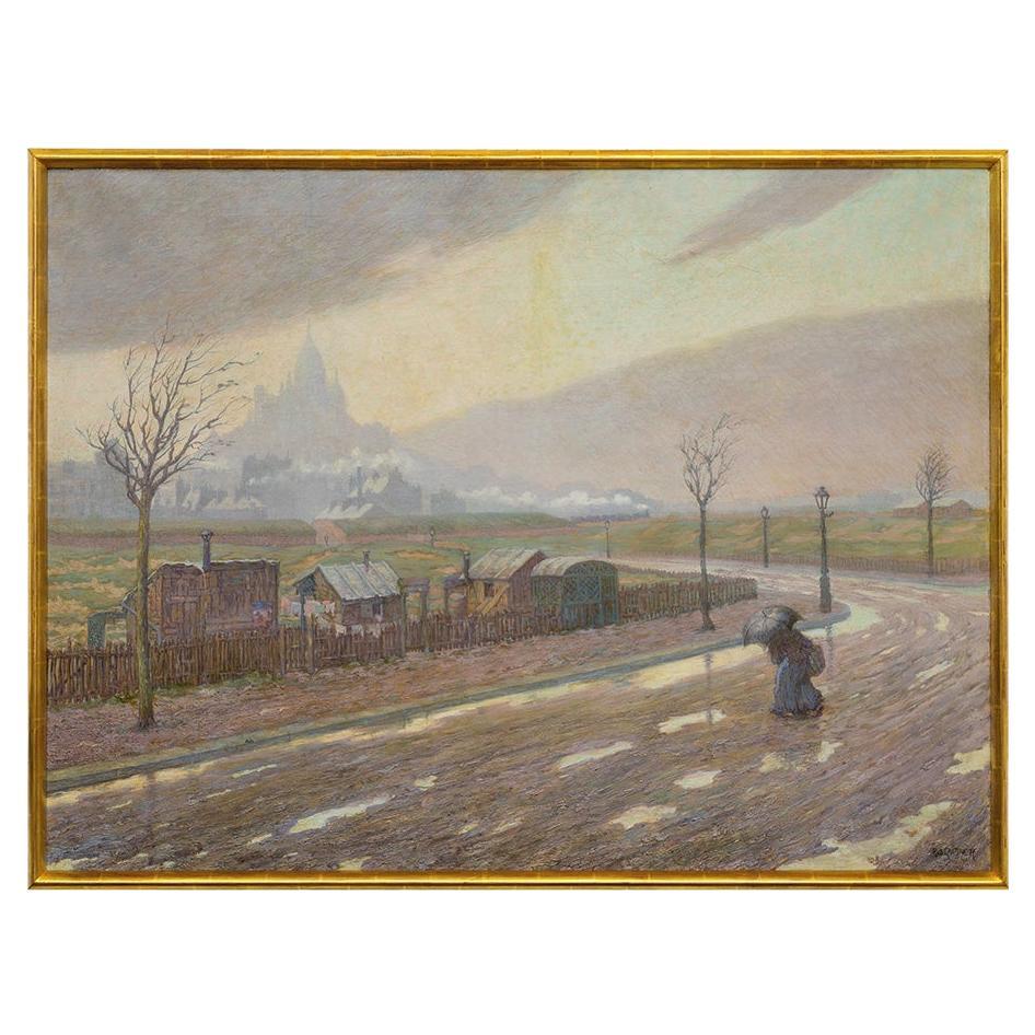 Oil painting Rudolf Quittner "Ein Regentag" ca. 1904 im Angebot