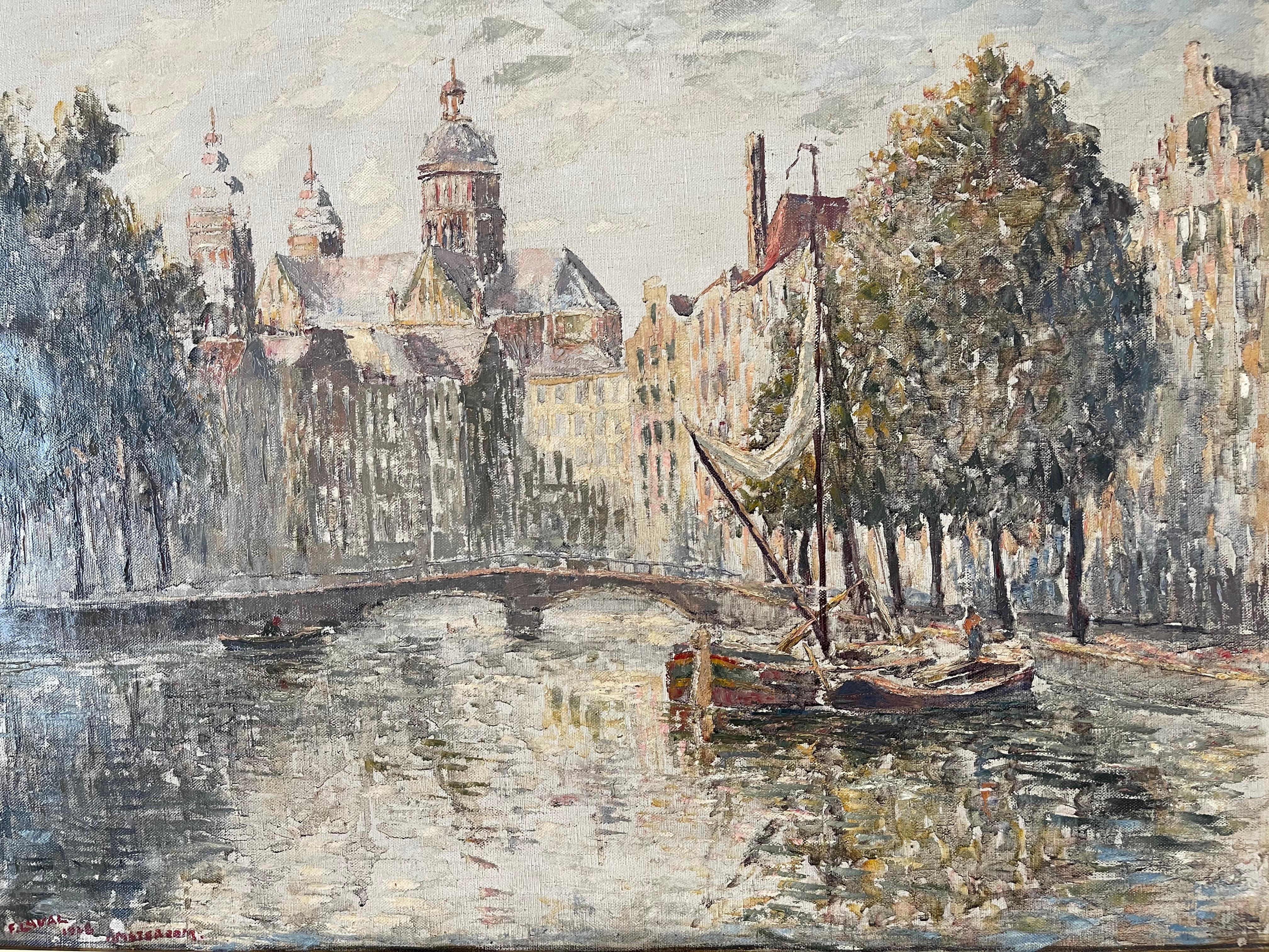 This painting represents Saint Nicholas Basilica in Amsterdam, the Netherlands. It was painted by Fernand Laval in 1928.

Laval arrived in Paris in 1912 at the Lapin Agile, he met Maurice Utrillo, with whom he sometimes works in the streets of