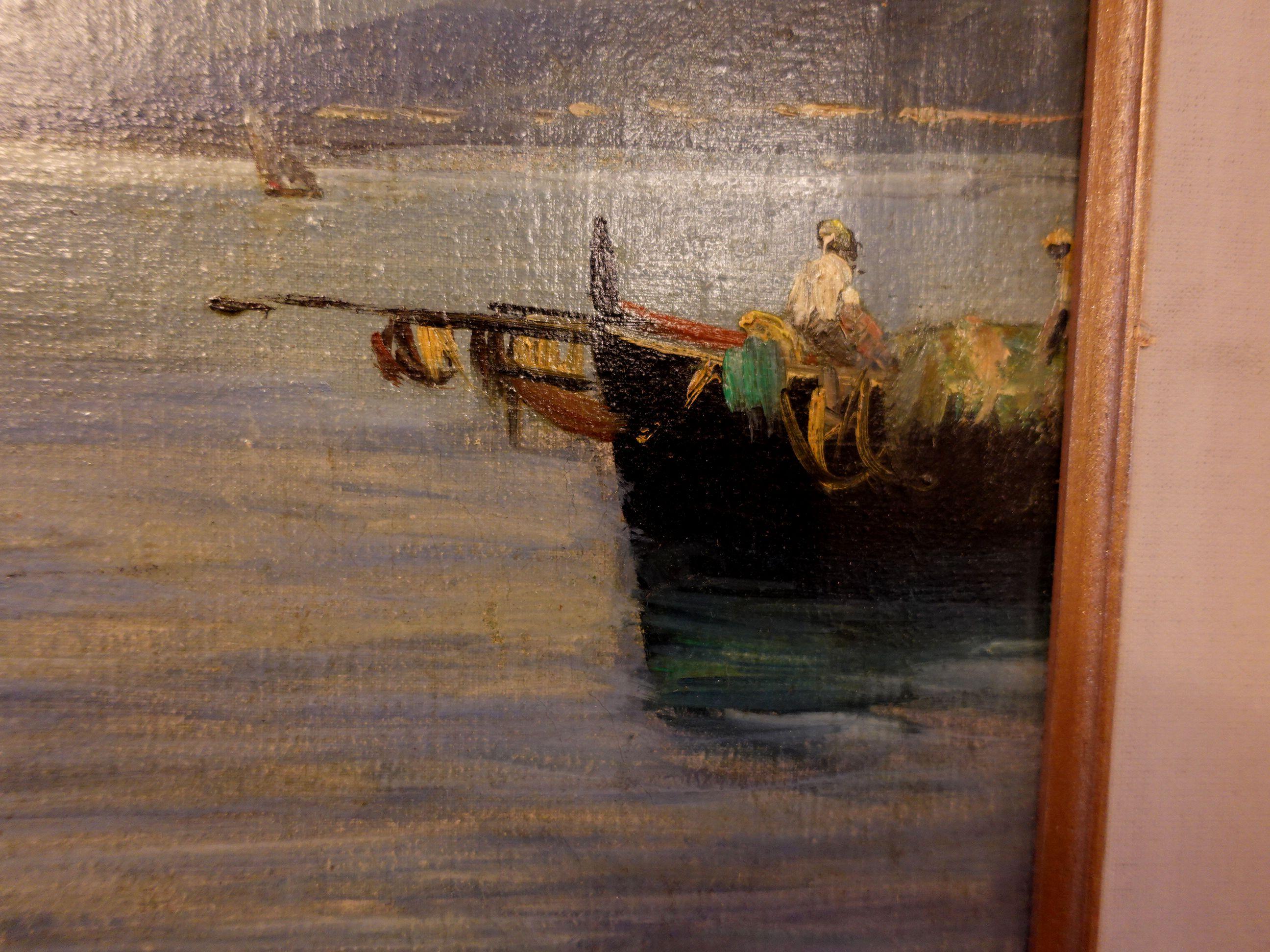  Peinture à l'huile « Seascape Fisherman » de Lisani Bon état - En vente à Norton, MA