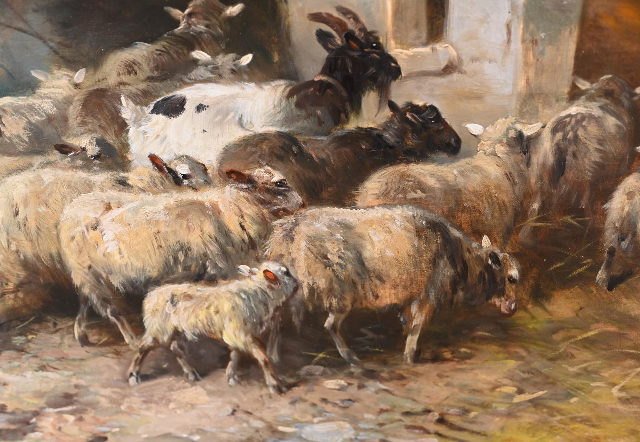 Pittura a olio Gregge di pecore di Henry Schouten Belgio, 1890 In condizioni buone in vendita a Potters Bar, GB