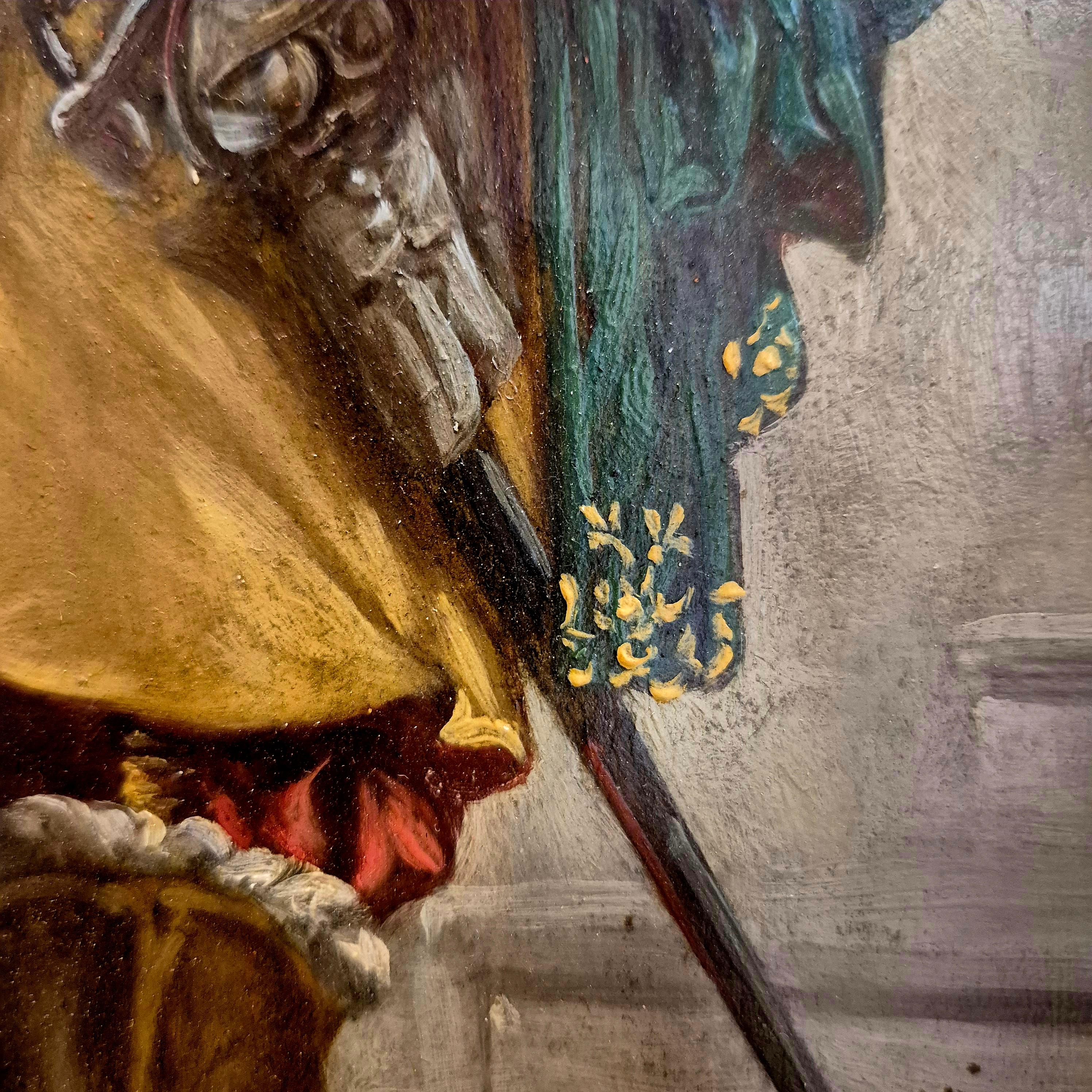 Bois Peinture à l'huile signée par A. Rueff d'après 