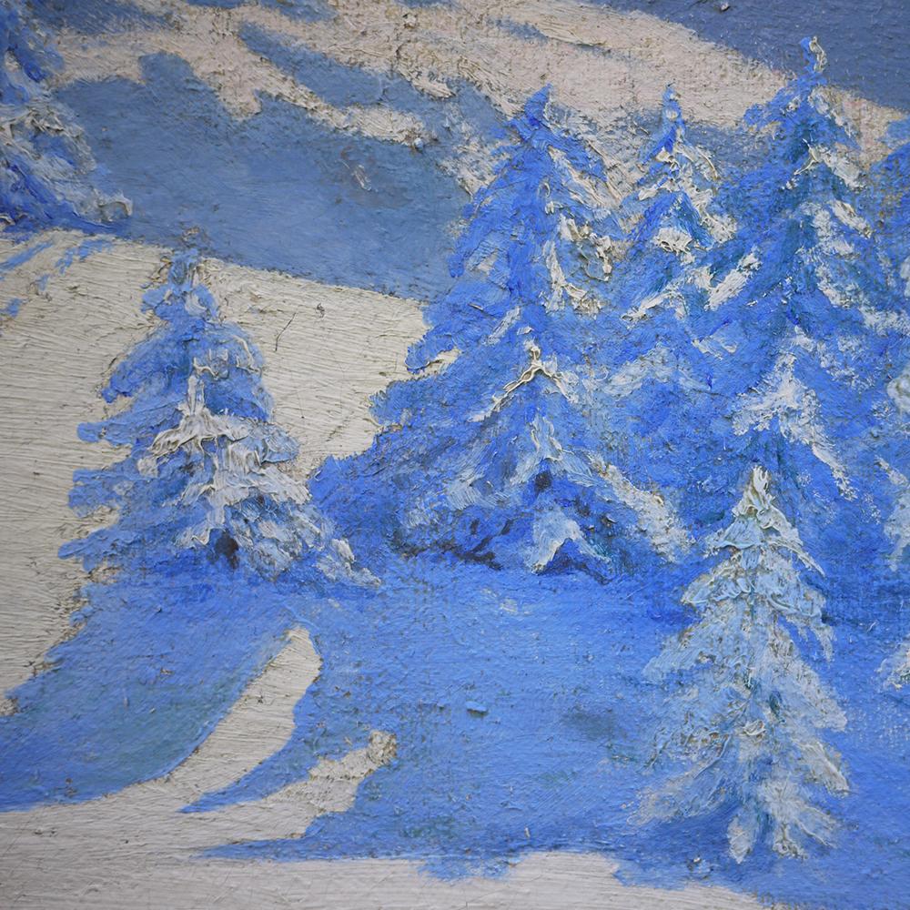 Oil Painting, Snowy Alpine Landscape, 1910s 6