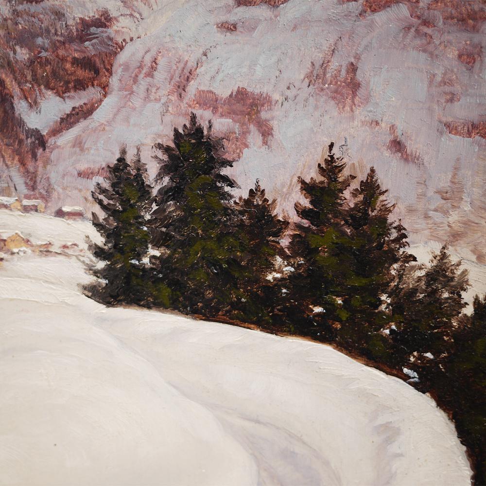 Oil Painting, Snowy Landscape Alps, G. Lindenmayer 4