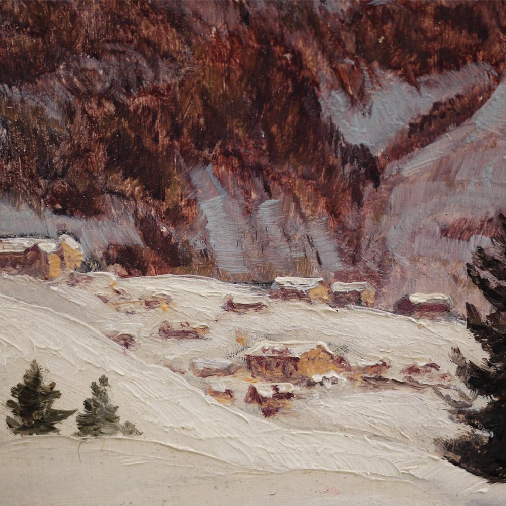Oil Painting, Snowy Landscape Alps, G. Lindenmayer 5