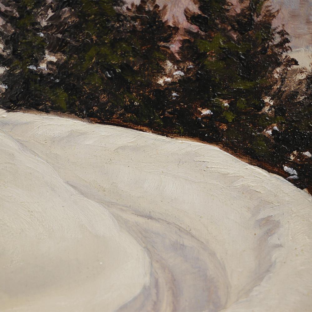 Oiled Oil Painting, Snowy Landscape Alps, G. Lindenmayer