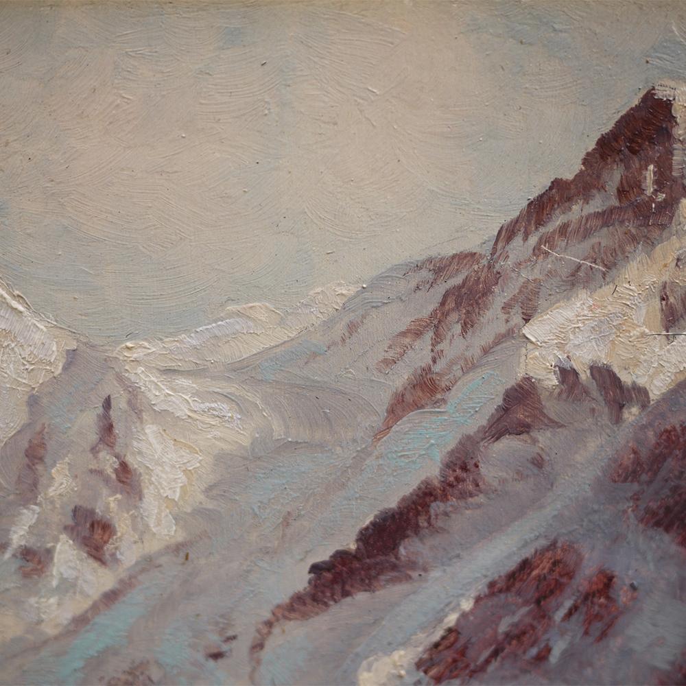 Oil Painting, Snowy Landscape Alps, G. Lindenmayer 1