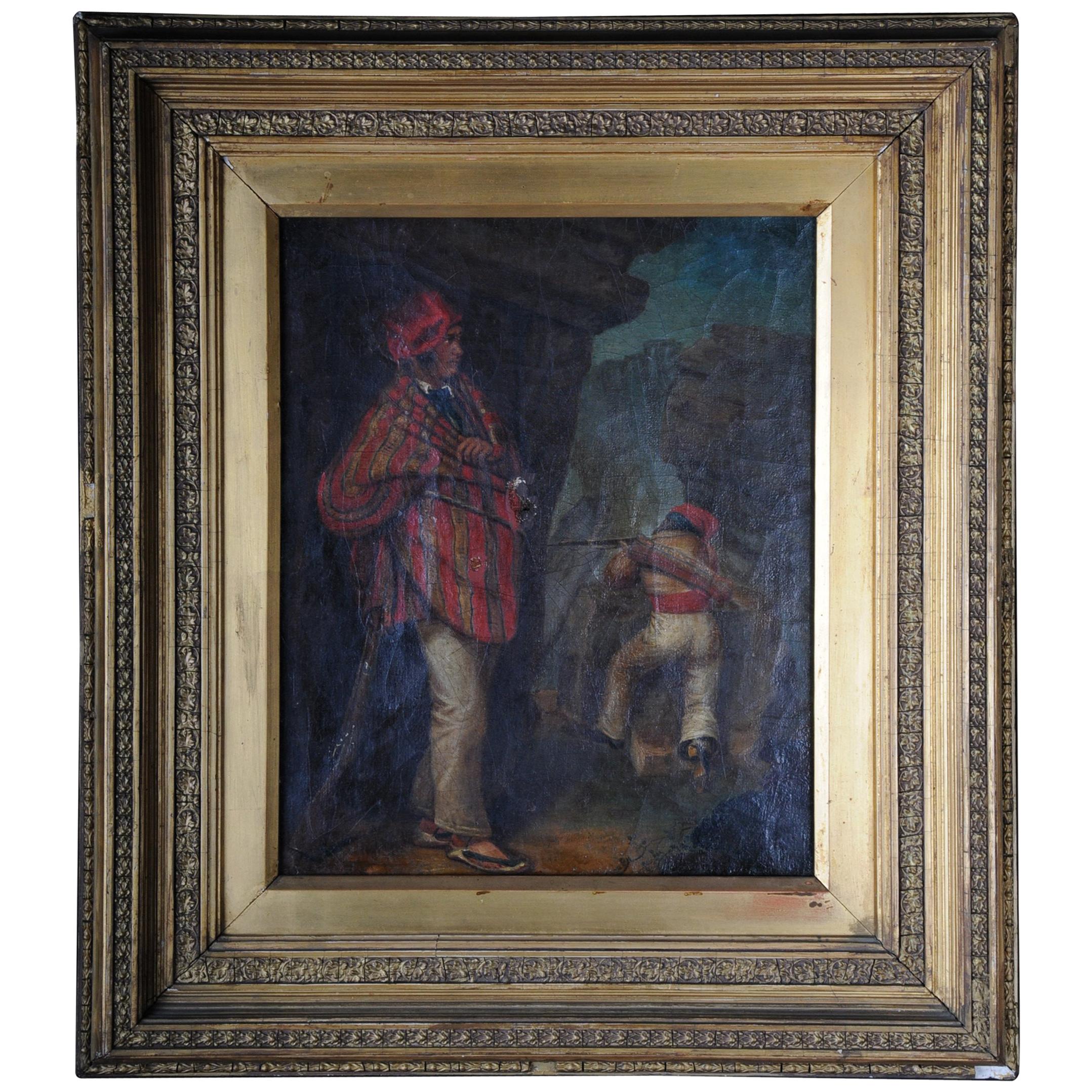 Peinture à l'huile de qualité supérieure représentant des soldats à l'huile, XIXe siècle
