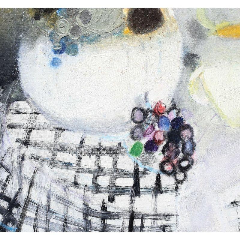 Ölgemälde Stillleben Schale mit Obst auf dem Tisch von Albert Zavaro

Zavaro, Albert (Türkisch / Französisch 1925-) Öl auf Leinwand, abstraktes Stilleben, Schale mit Obst und Blumen auf rundem weißen Tisch mit karierter Tischdecke, daneben