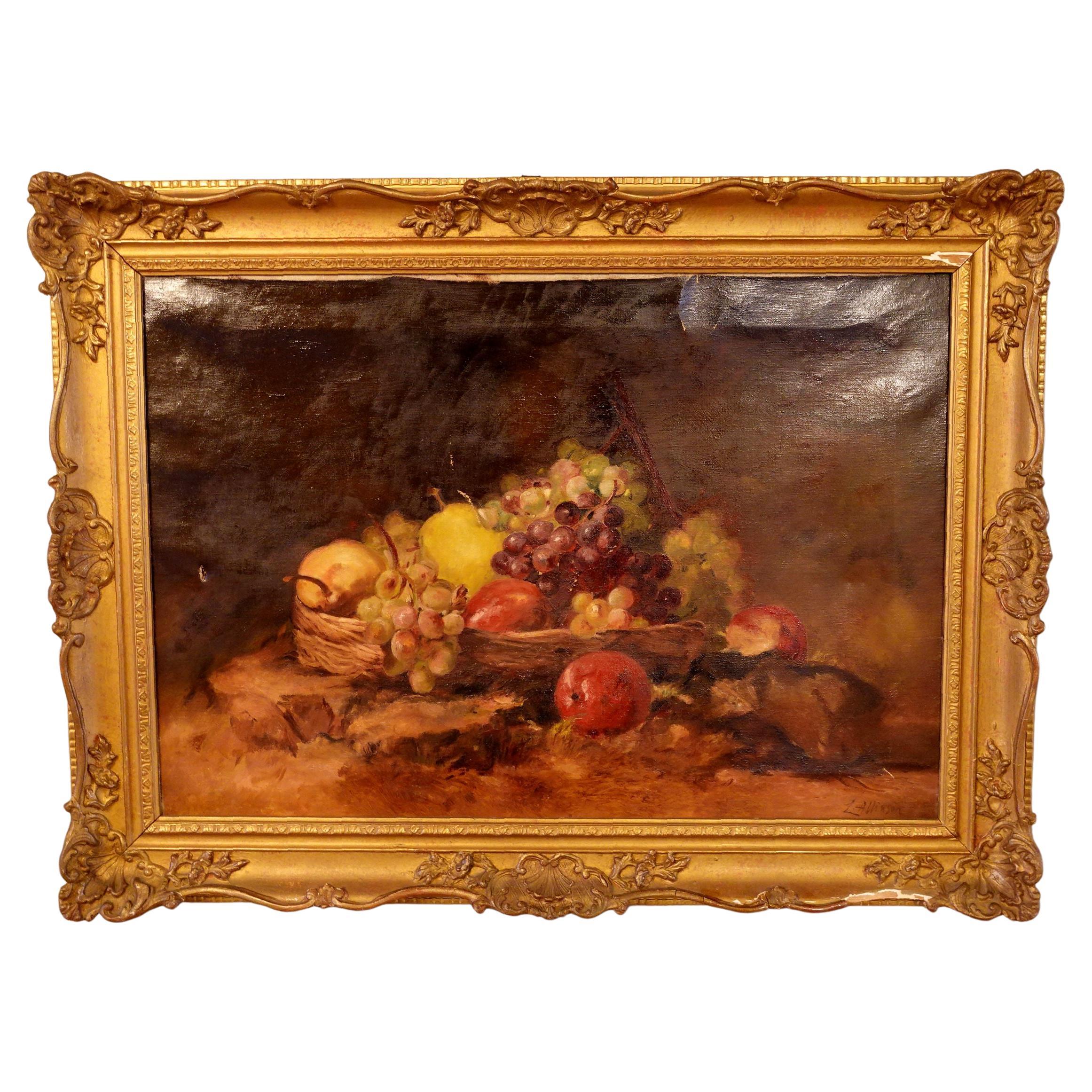 Oil Painting, "Still Life", by L. Allinson, 19th Century