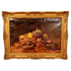 Antique Oil Painting, "Still Life", by L. Allinson, 19th Century