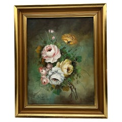 Pittura a olio "Natura morta floreale", Olio su tela