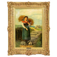 Antique Oil Painting Titled "Harvest Time"
