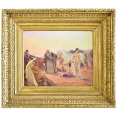 Antique Oil Painting titled "The Slave Merchant" by Ottto Pilny, Signed