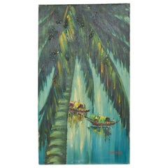 Oil Painting Tropical Palm Tree Art by T H Wang, Chinese